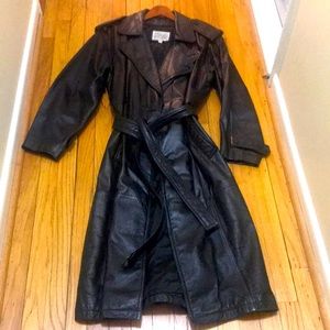 Pelle Studio 100% Blk Genuine Leather Belted Trench